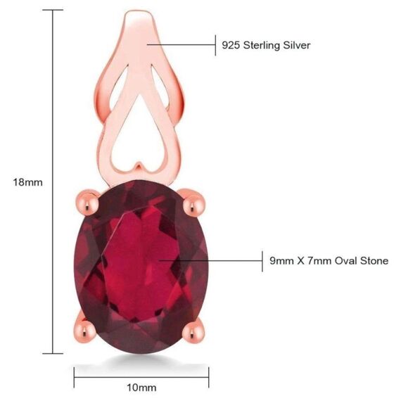 18K Rose Gold 925 with 3.60 Cttw Ruby Red Mystic Quartz Oval Post Drop Earrings